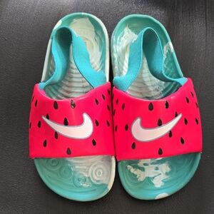 Nike Kids Pink and Teal Watermelon Sandals